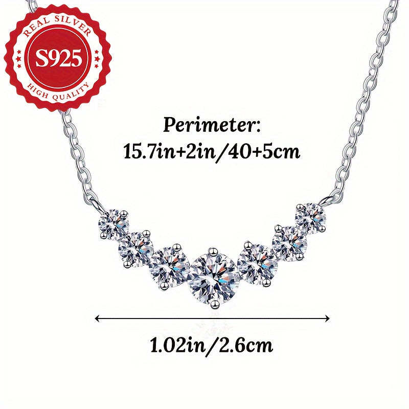 Seven Princess Silver Pendant Necklace with Zirconia Hypoallergenic Lightweight Jewelry