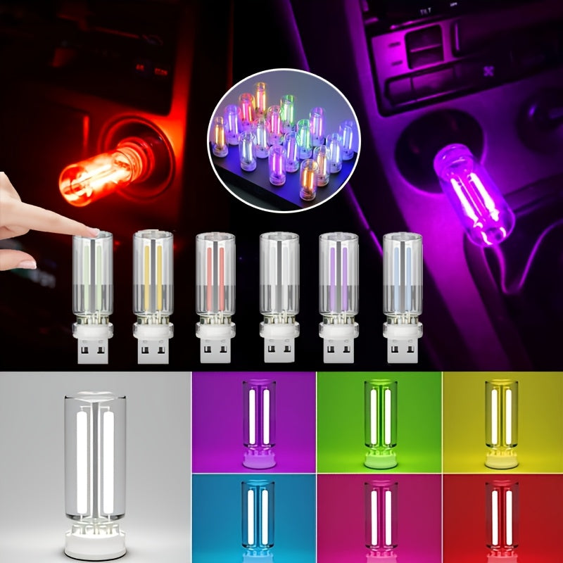 Luz interior LED para coche, lámpara ambiental multicolor, alimentada por USB