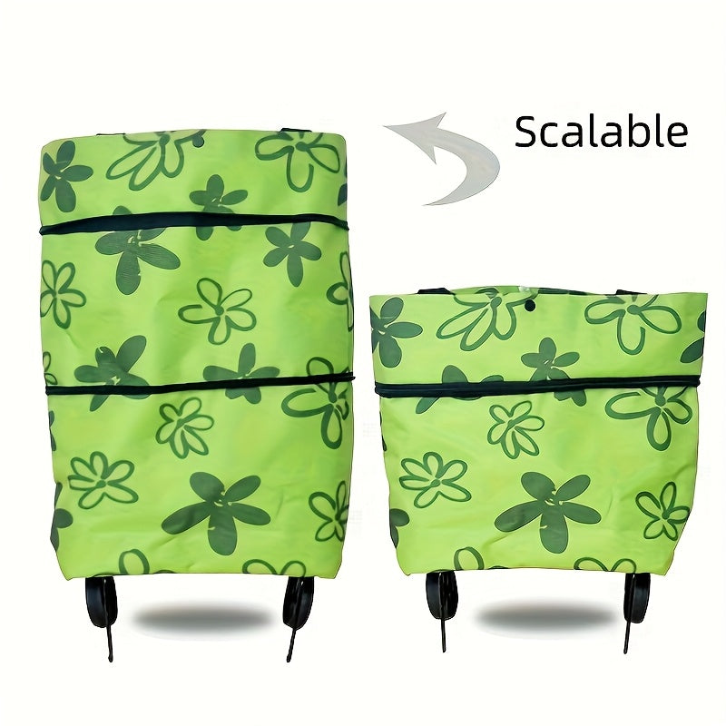 Foldable Shopping Cart Trolley with Wheels Waterproof Oxford Fabric Large Capacity