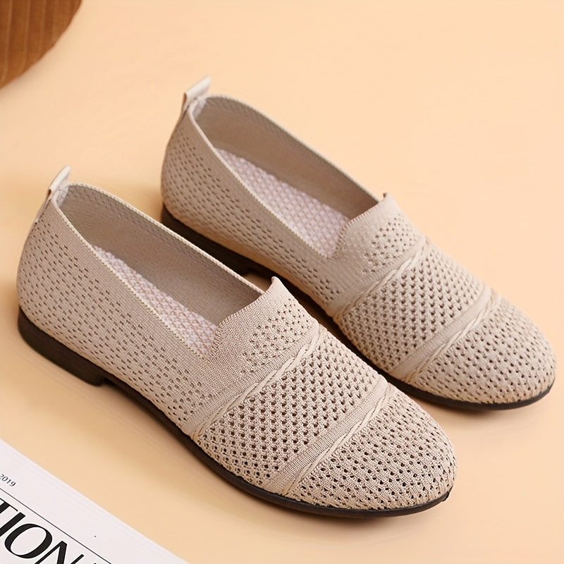 Women's Knit Mesh Slip-On Casual Shoes Lightweight Breathable Flats