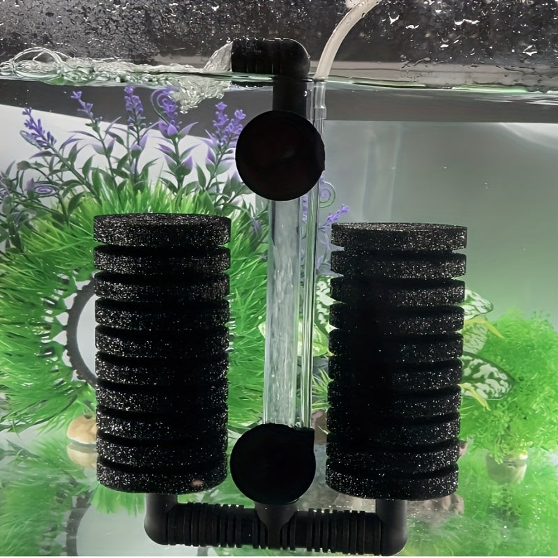 Silent Dual Sponge Biochemical Aquarium Filter for Fish Tanks Up to 55 Gallons