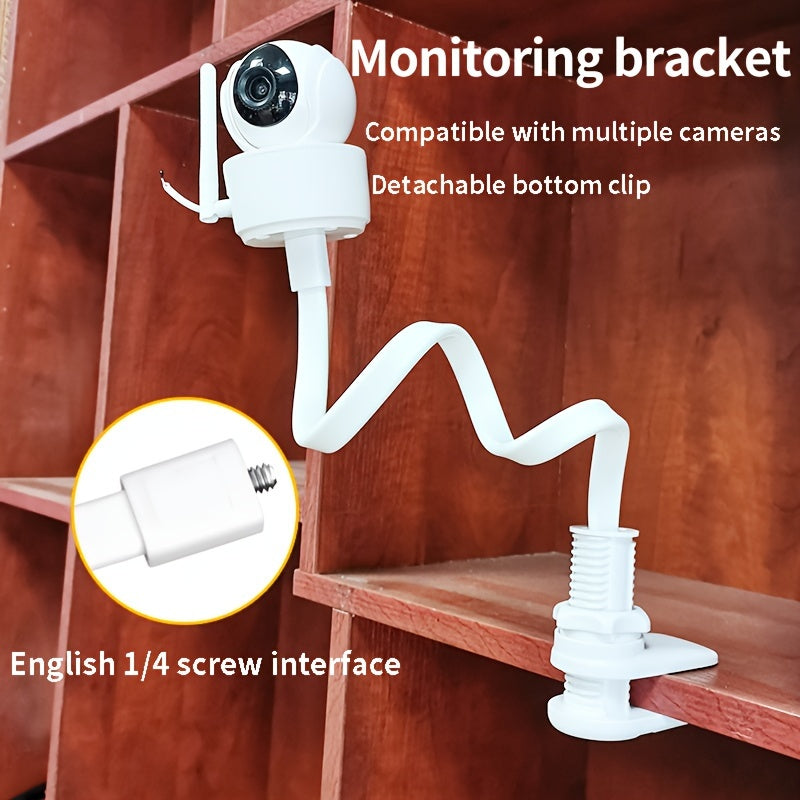 Cylindrical Camera Mount Bracket for Desktop Monitoring with Removable Bottom Clip