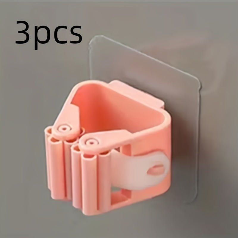 Soporte para fregona y escoba de pared con ganchos desmontables impermeables antideslizantes para organización en hogar, baño, cocina, jardín y garaje