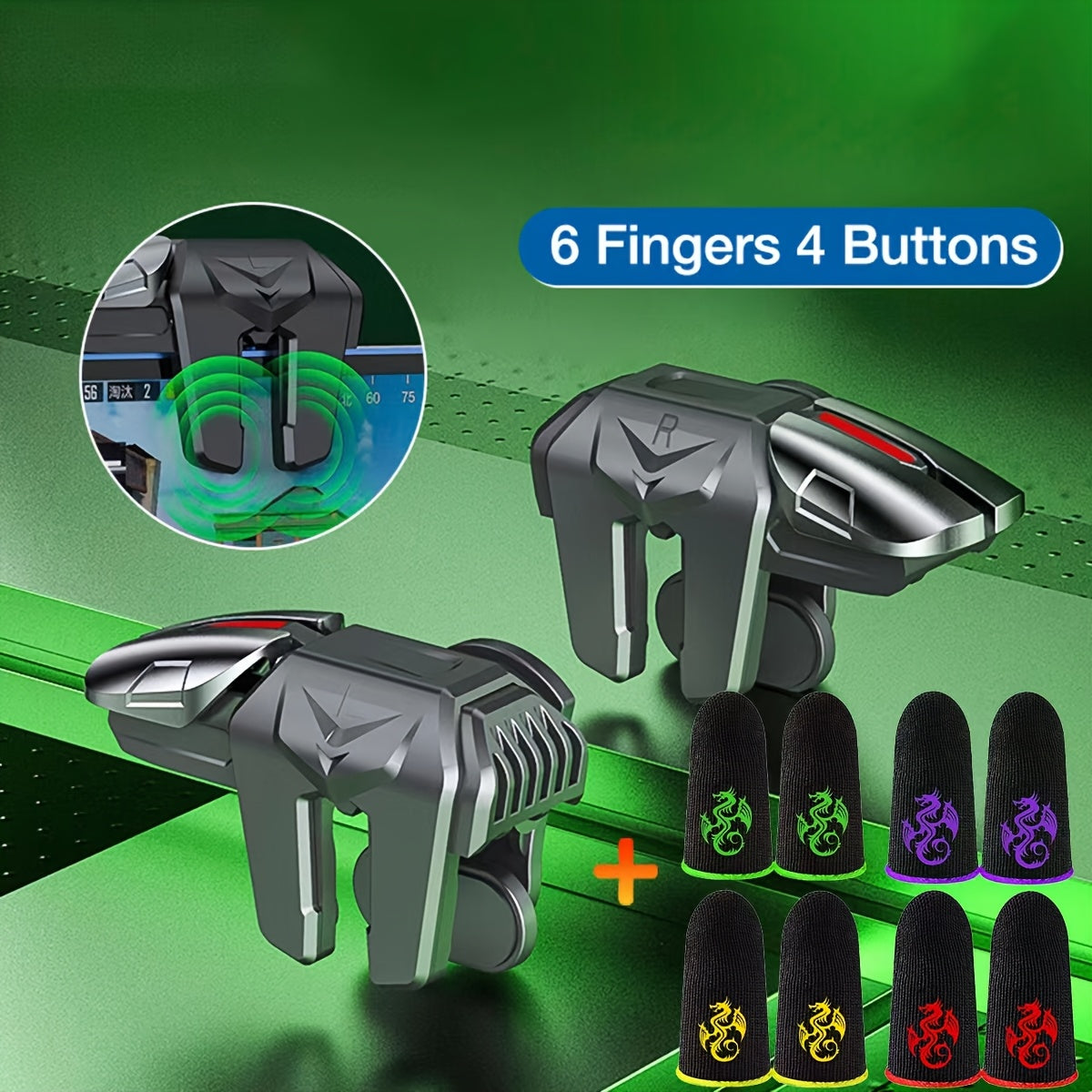 Mobile Game Controller with Assist Shooting Button for Six-Finger Operation