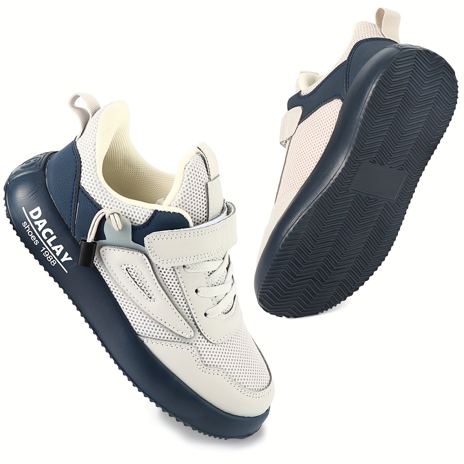 Vintage uslubidagi bolalar uchun sport basketbol poyabzallari, sozlanadigan tasmalari, engil dizayni, PU yuqori qismi, mato ichki qismi, EVA tagligi va dumaloq barmoq - tasodifiy yugurish uchun mukammal.