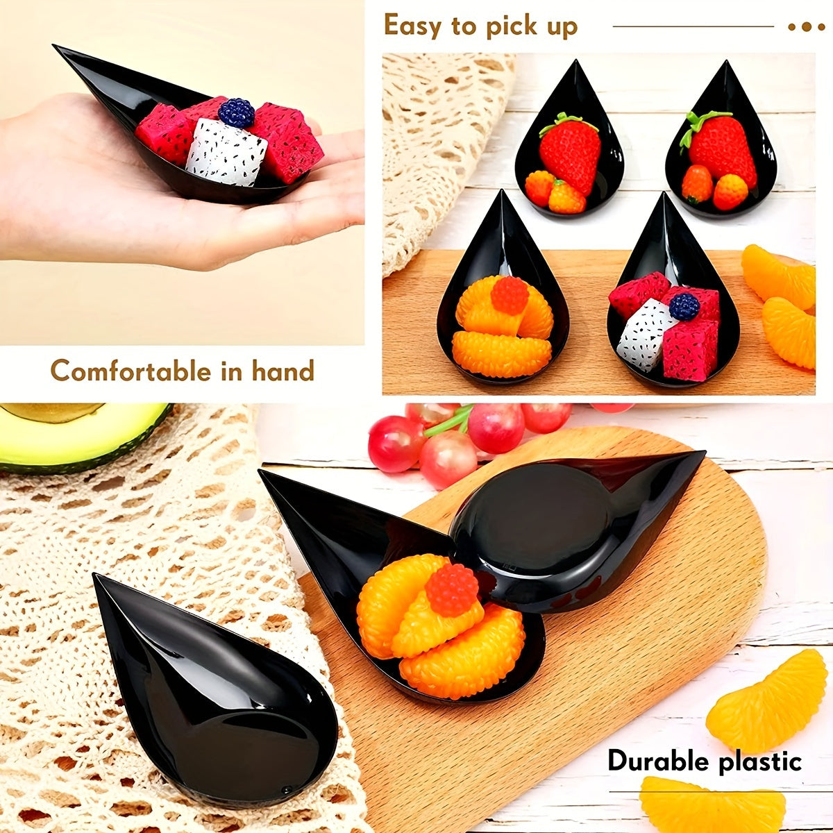 Juego de 10 mini cucharas de postre para sushi con plato oscilante para bodas 10cm