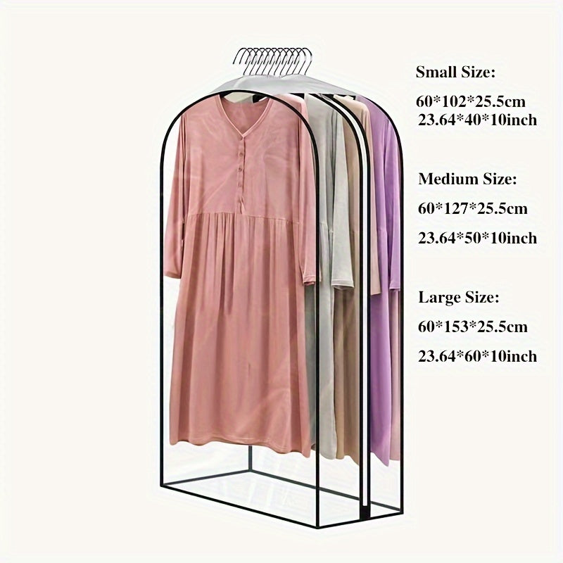 Yopiq plastik kiyim sumkasi, zip bilan, kostyumlar, palto, kiyingan va ko'ylaklar uchun