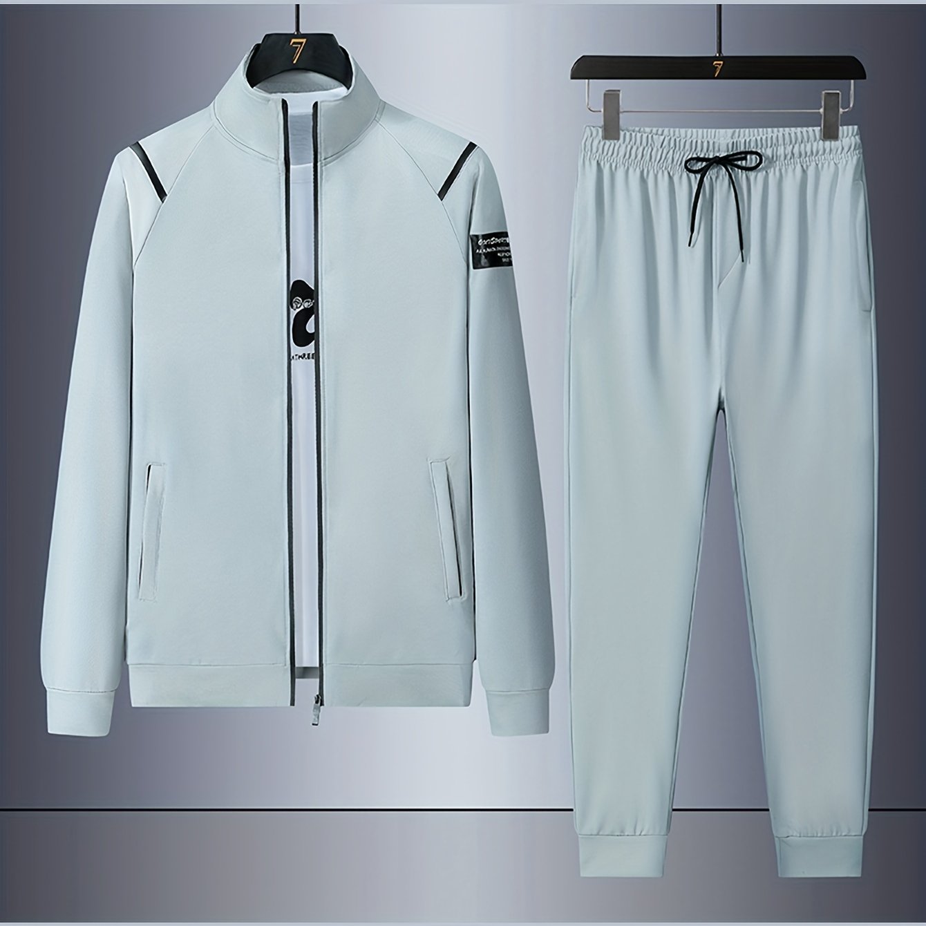 Men's Spring Fall Sports Outfit Set Full Zip Sweatshirt and Drawstring Sweatpants