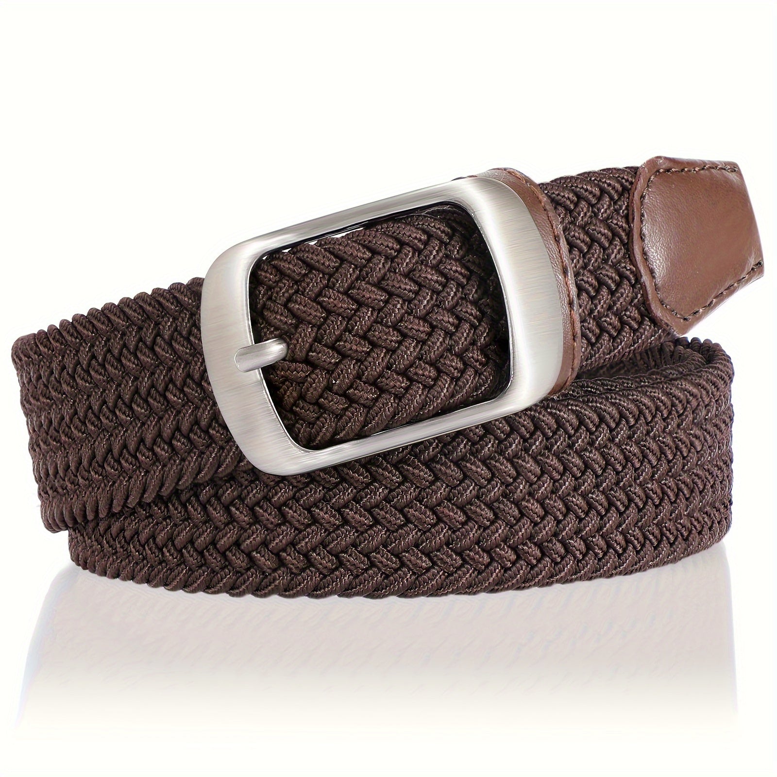 Unisex Solid Color Braided Belt with Pin Buckle for Casual Jeans