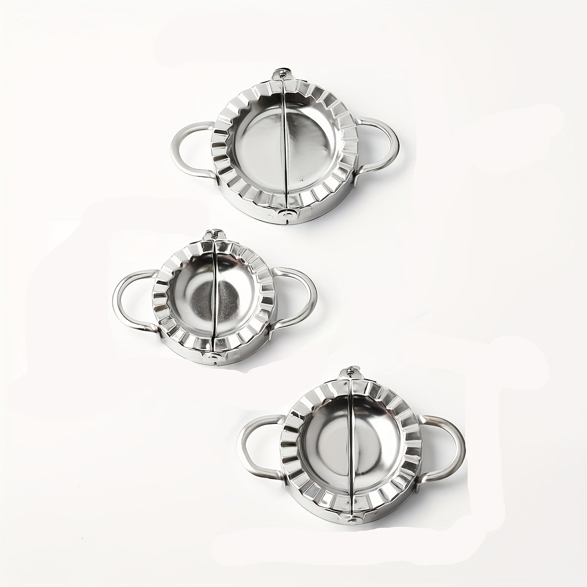 Set of 3 Stainless Steel Dumpling and Empanada Press Molds in Various Sizes