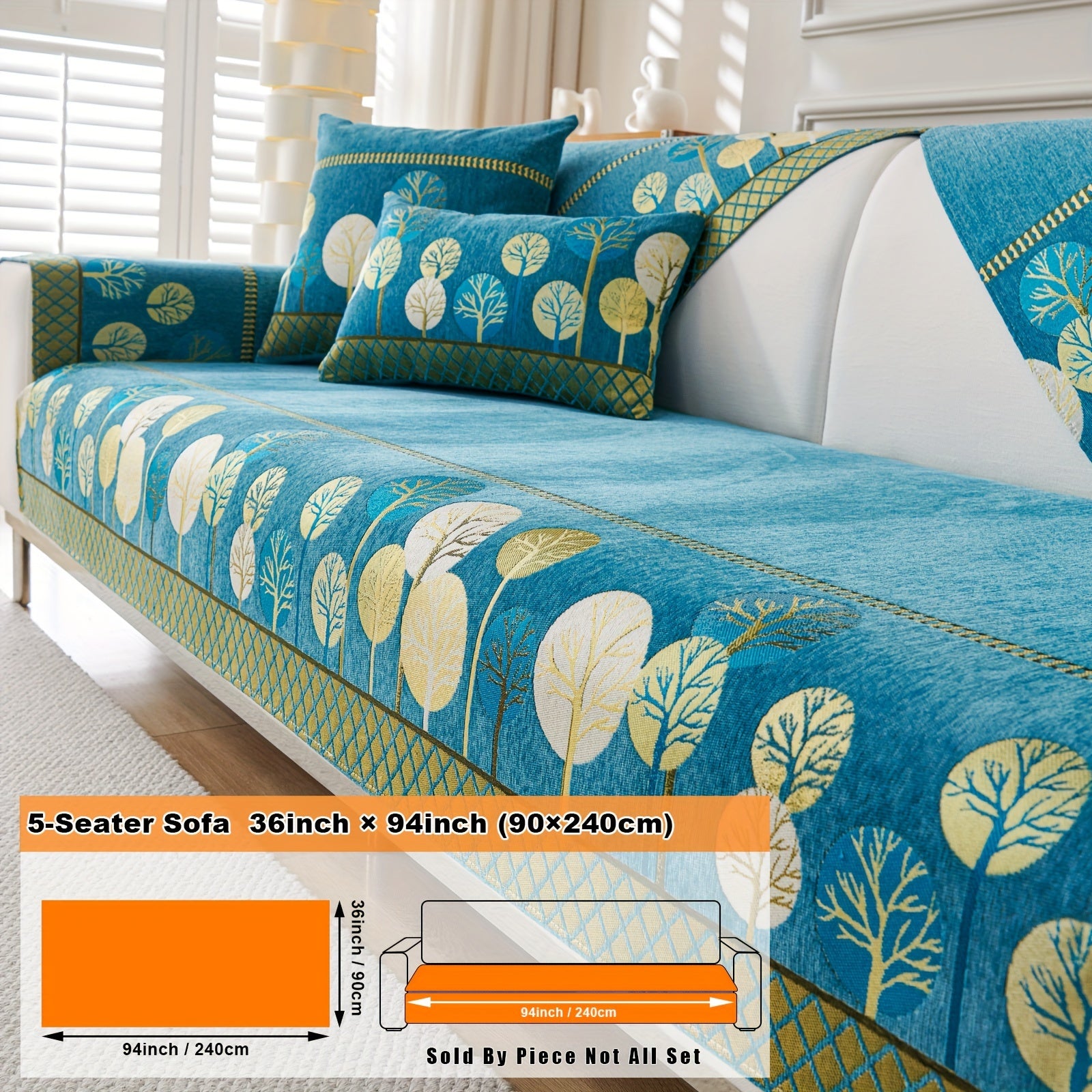 Bohemian Moonlit Trees Sofa Cover for Single to Quadruple Seaters Pet-Friendly Machine Washable Viscose