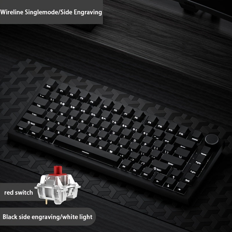 Wired Mechanical Keyboard 75 Keys Backlit Red Switch with Volume Knob