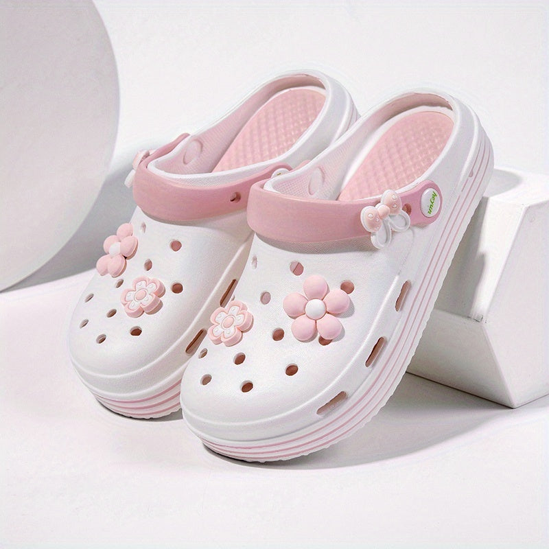 Women's Floral Embellished EVA Slip-On Clogs Breathable Non-Slip Sandals