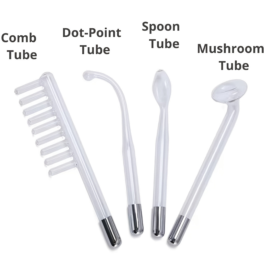 Four-Piece High-Frequency Beauty Device Set with Interchangeable Attachments Light Beige