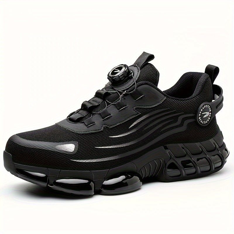 Breathable Mid-Top Safety Shoes with Steel Toe Cap Rubber Sole Fabric Insole