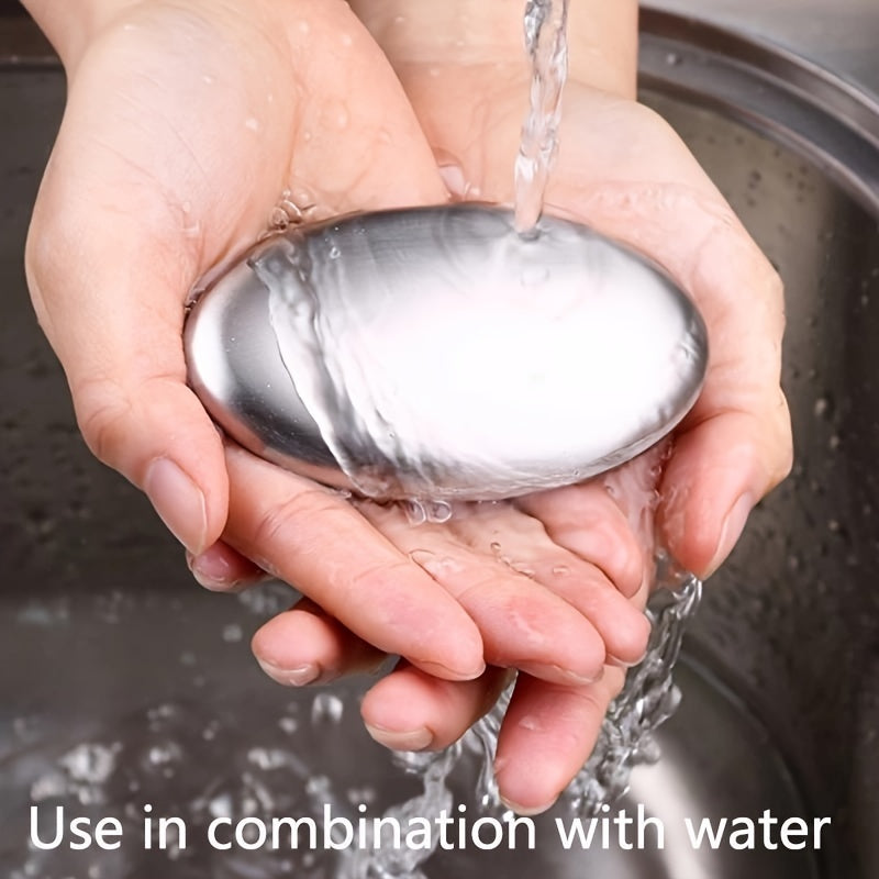 Stainless Steel Soap for Garlic and Onion Odor Removal Oval Handheld Bathroom Soap