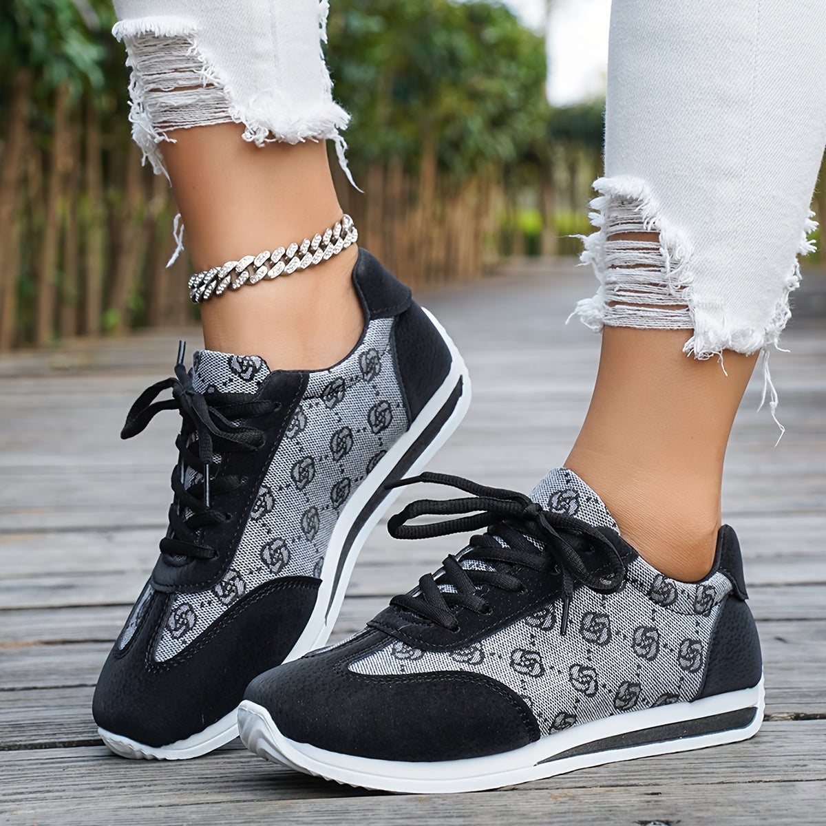 Women's Fashion Sneakers All-Season Low Top Casual Lace-Up Round Toe Rubber Sole