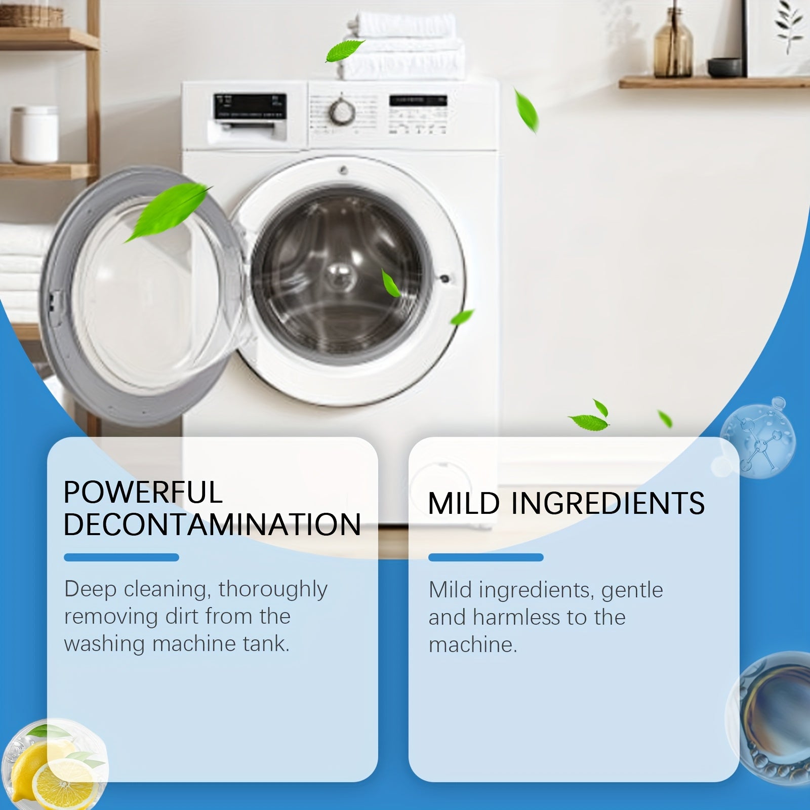 Stain Remover and Cleaning Powder for Washing Machines, Residue-Free, Odor Elimination