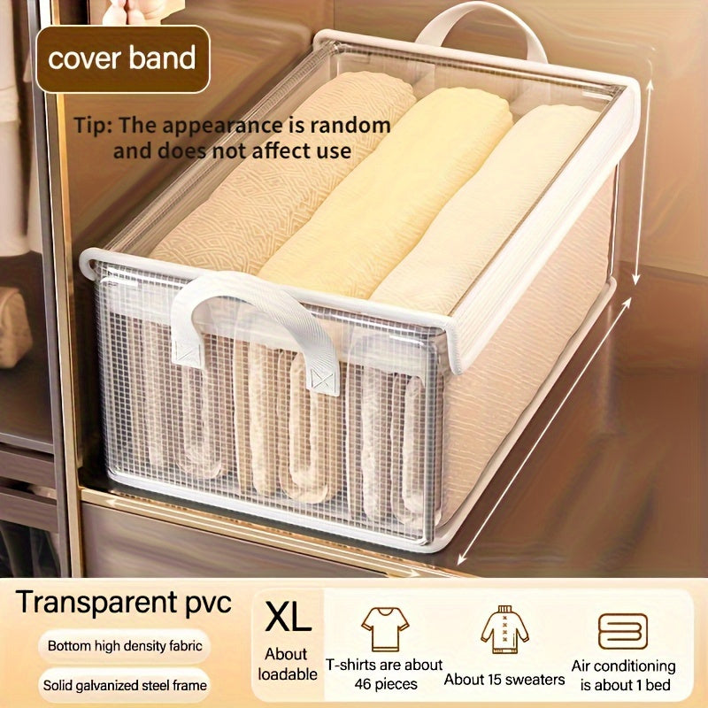 Large Foldable PVC Storage Box with Lid Dustproof Organizer for Clothes and Trousers