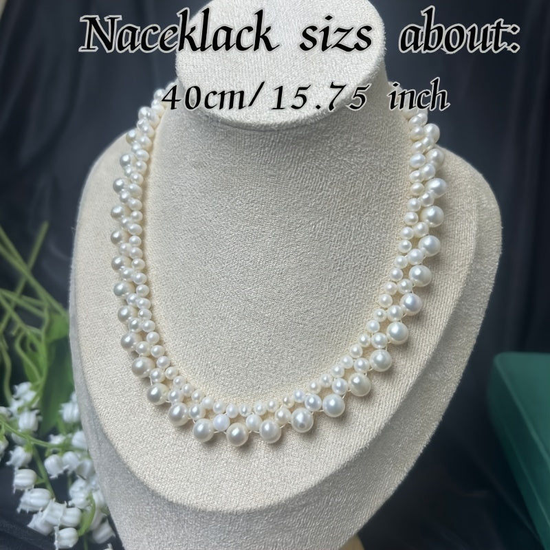 Zarif Shirin Su Pearl Qatlamli Marjon - Frantsuz Nafisligi va Ko'p Qirralilik. Ideal Onalar Kuni Hediye yoki Partiya Aksessuari