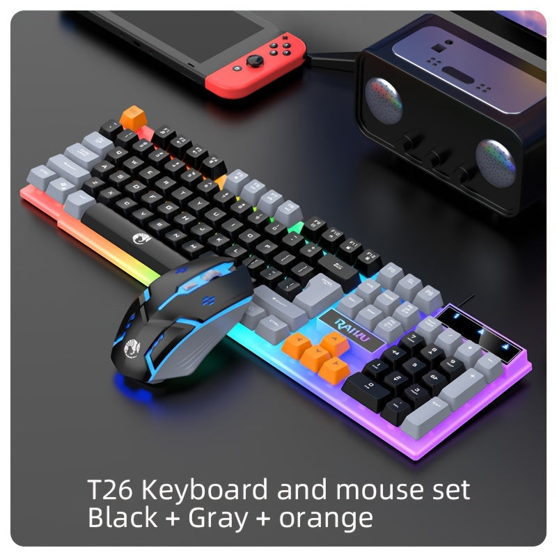 Set de teclado y ratón para juegos con iluminación RGB y diseño ergonómico