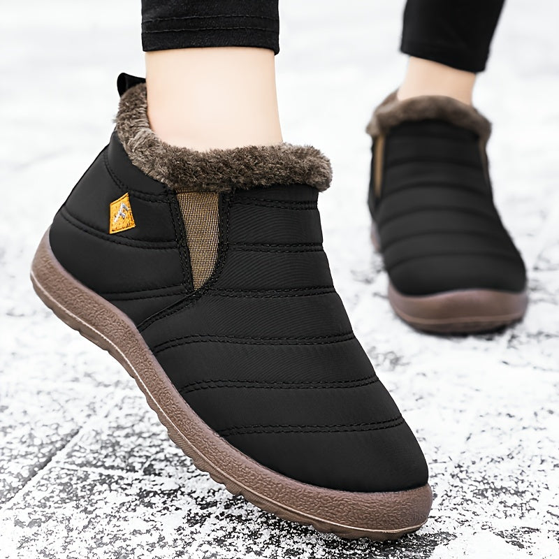 Women's Embroidered Ankle Boots Warm Snow Flat Short Boots
