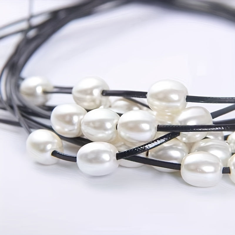 Rice Grain Beaded Curtain Tiebacks with Pearl Buckles for Window Decor