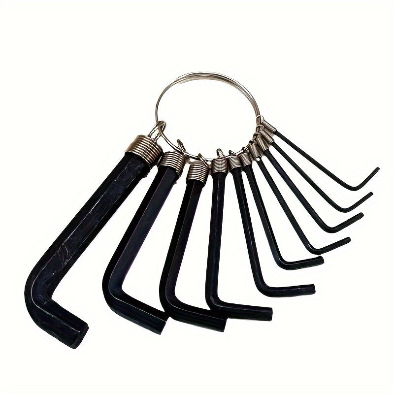 Set de 10 piezas de llaves hexagonales métricas e imperiales, forma en L, brazo corto, herramientas manuales