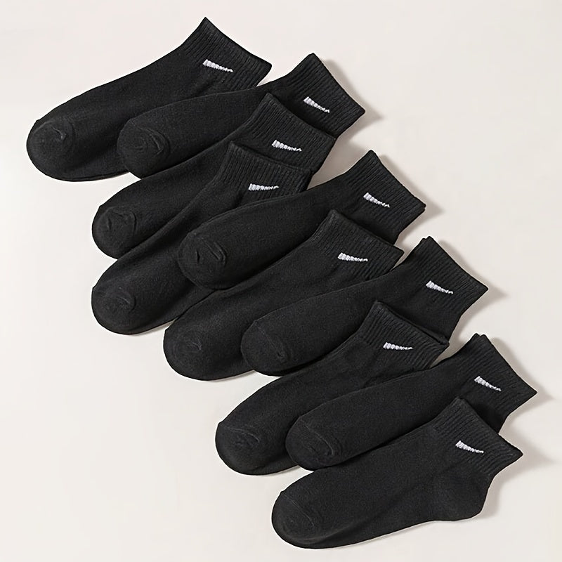 Women's Black and White Ankle Socks 10 Pairs Polyester Spandex Knit Lightweight