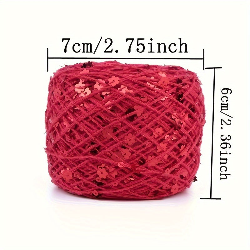 Sequin Cotton Yarn for Hand Knitting and Crocheting 50g White Red Black Beige