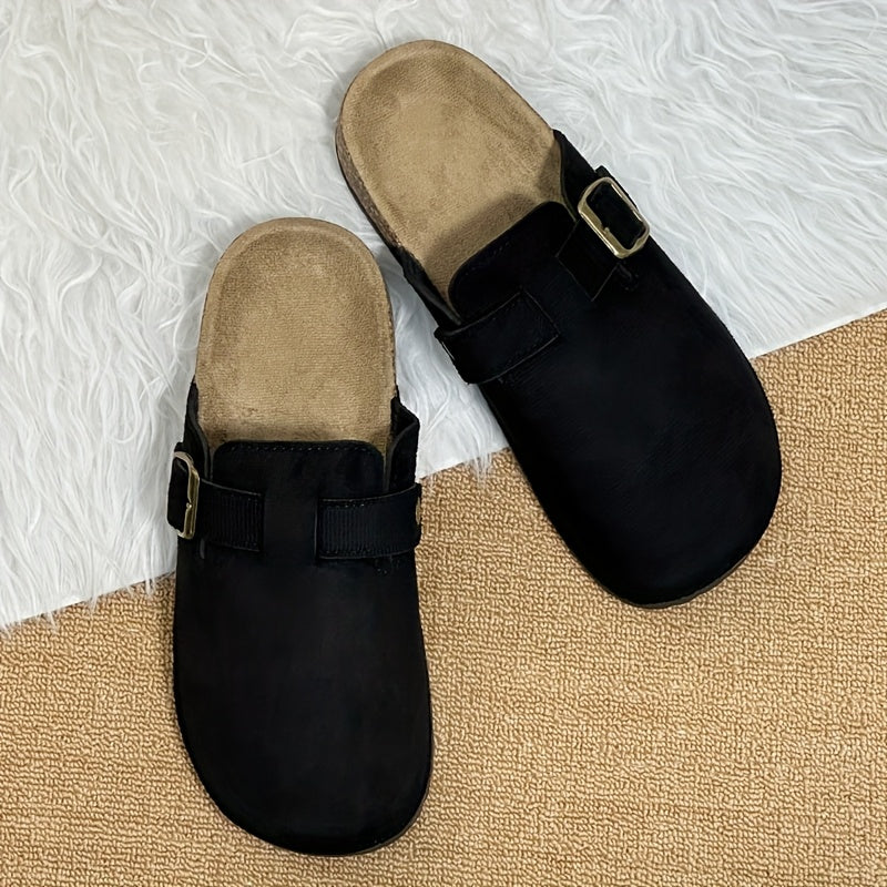 Unisex Cork Grain Slip-On Flat Sandals Breathable Casual Shoes