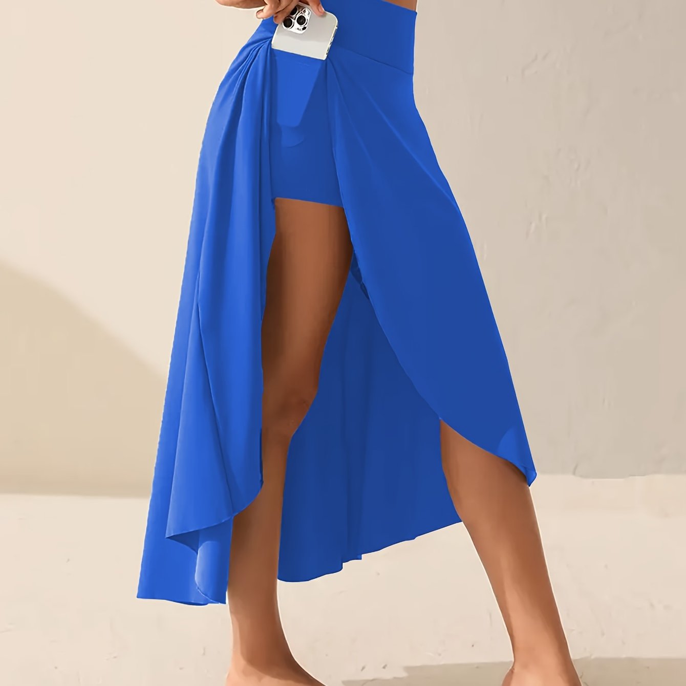 Women's Plus Size Asymmetrical Athletic Midi Skirt Casual Yoga Skirt With Pocket