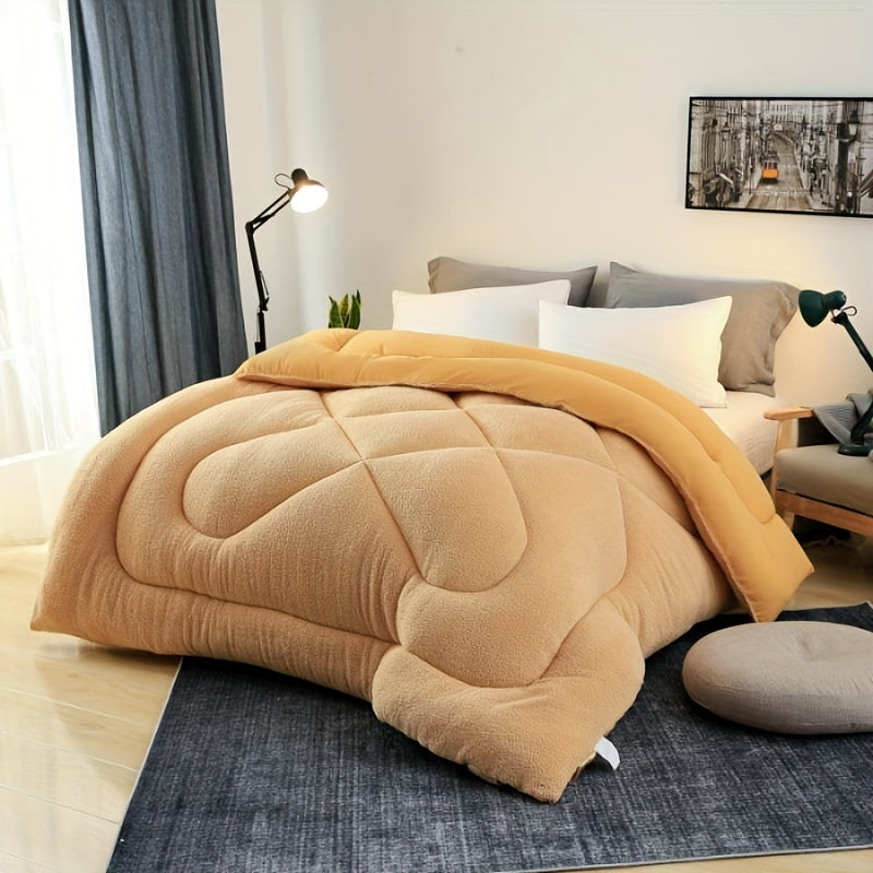 Kuz Qish Chekerli Komforter, Sut Fleece bilan tikilgan Duvet, yotoqxona va yotoqxonalar uchun