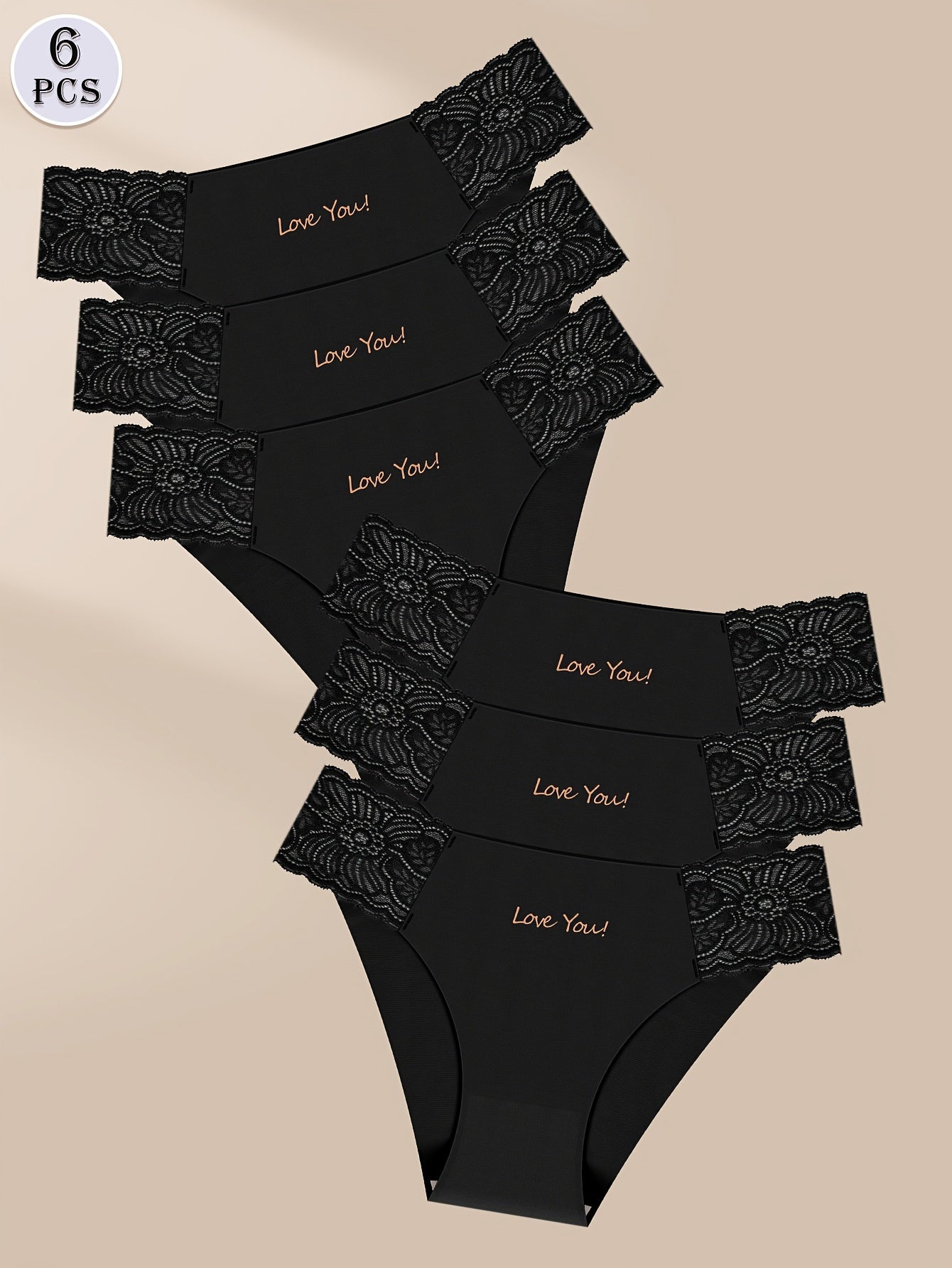 Women’s Lace Low Waist Briefs 6 Pack Solid Light Breathable Underwear