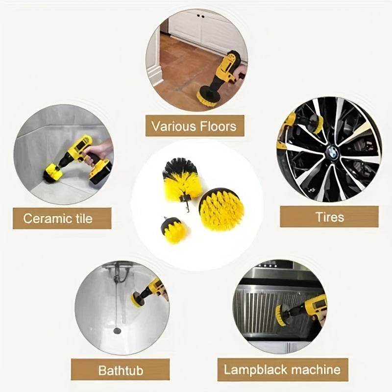 3-piece plastic drill brush cleaning set for home