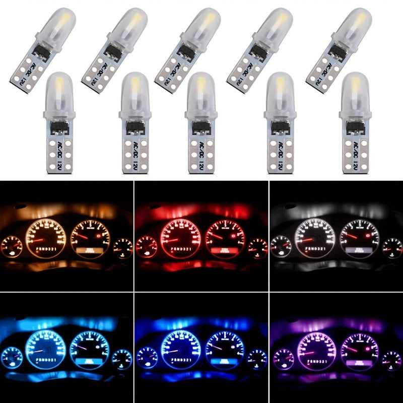 10Pcs T5 LED Indicator Wedge Light Bulbs for Car Dashboard Panel Red White