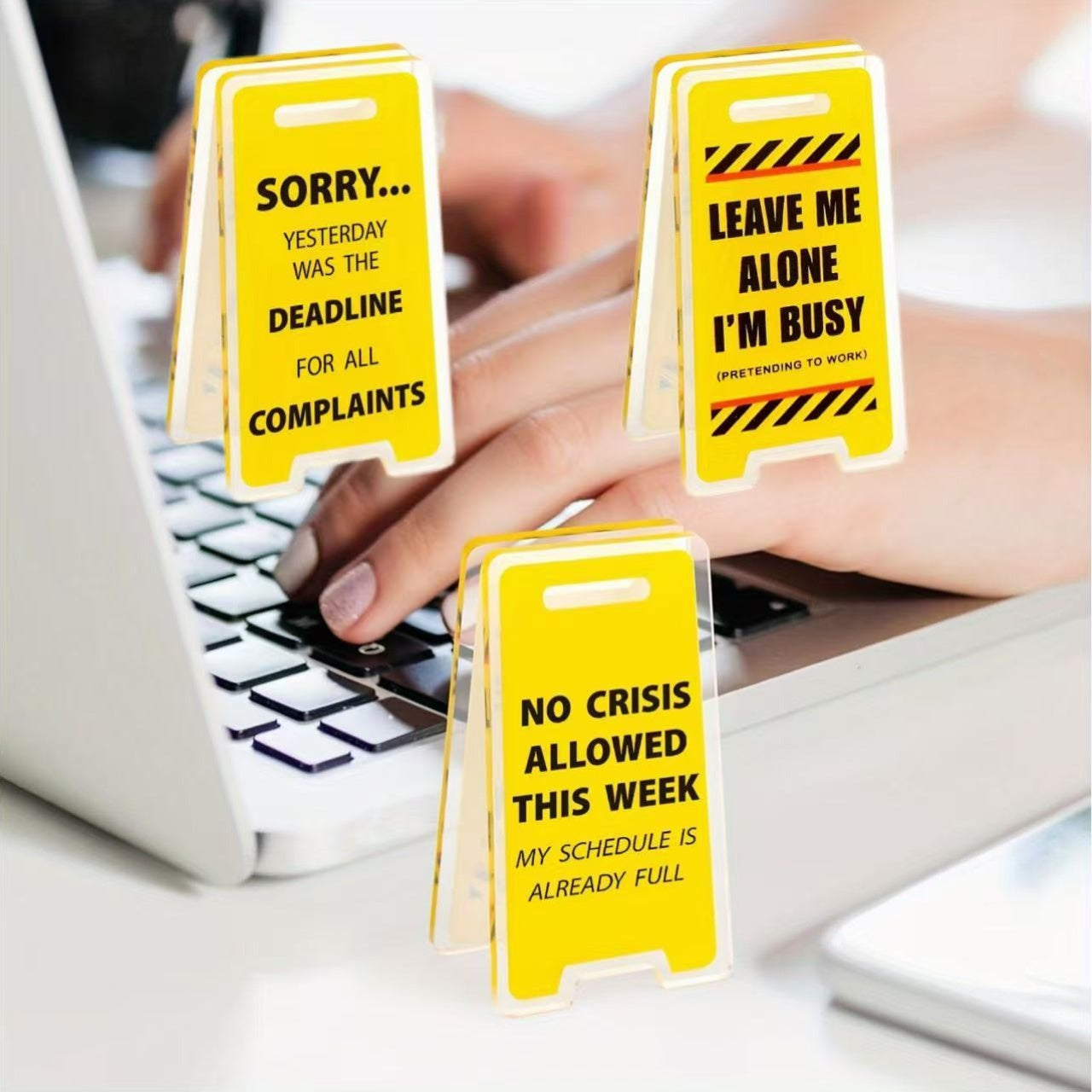 Set of 3 Acrylic Office Desk Signs Funny Room Decor Gifts for Colleagues