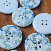 Set of 10 Large Natural Wood Decorative Flower and Butterfly Buttons 30mm