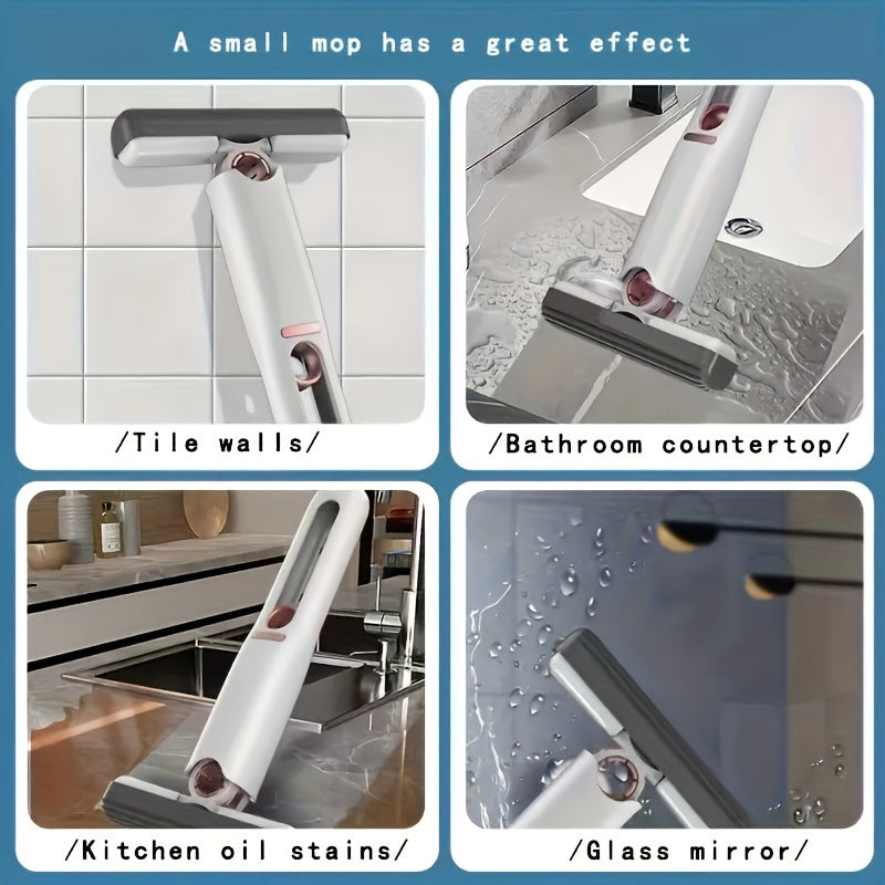 Mini Mop with Rotating Head for Wet and Dry Cleaning in Kitchen Bathroom Car