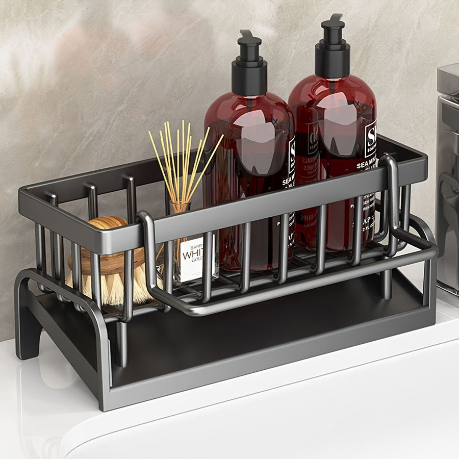 Kitchen Sink Organizer with Drain Tray Plastic Caddy for Kitchen Storage