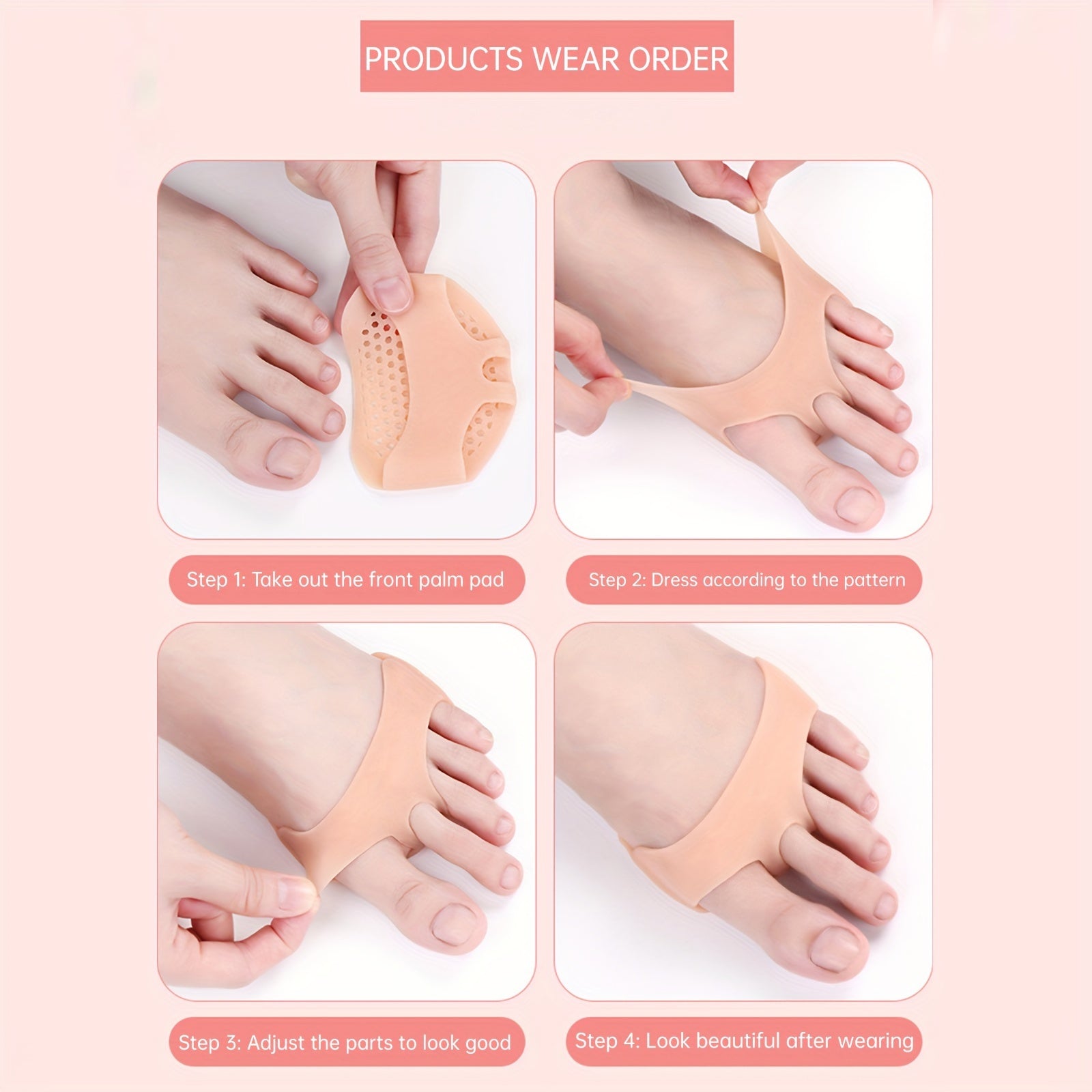 Silicone Foot Pads with Honeycomb Mesh Insole for Forefoot Support and Comfort