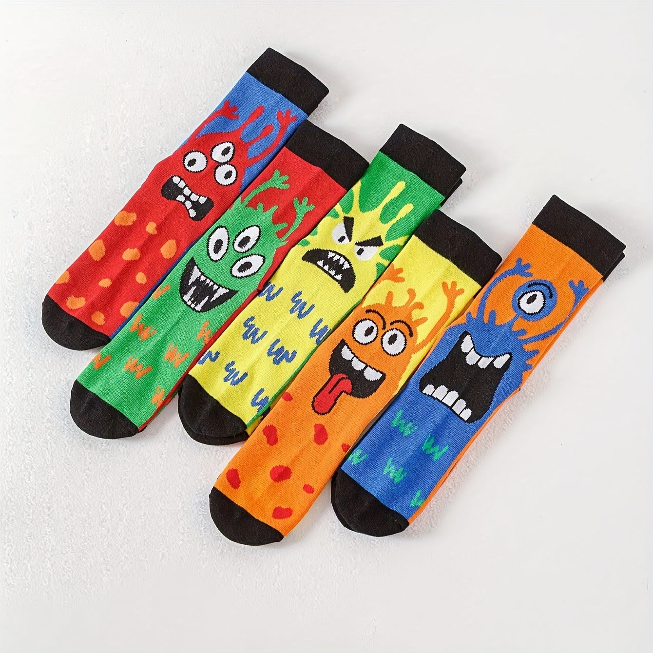 Men's and Women's Mid-Tube Socks 5-10 Pairs Cartoon Pattern Polyester All Seasons