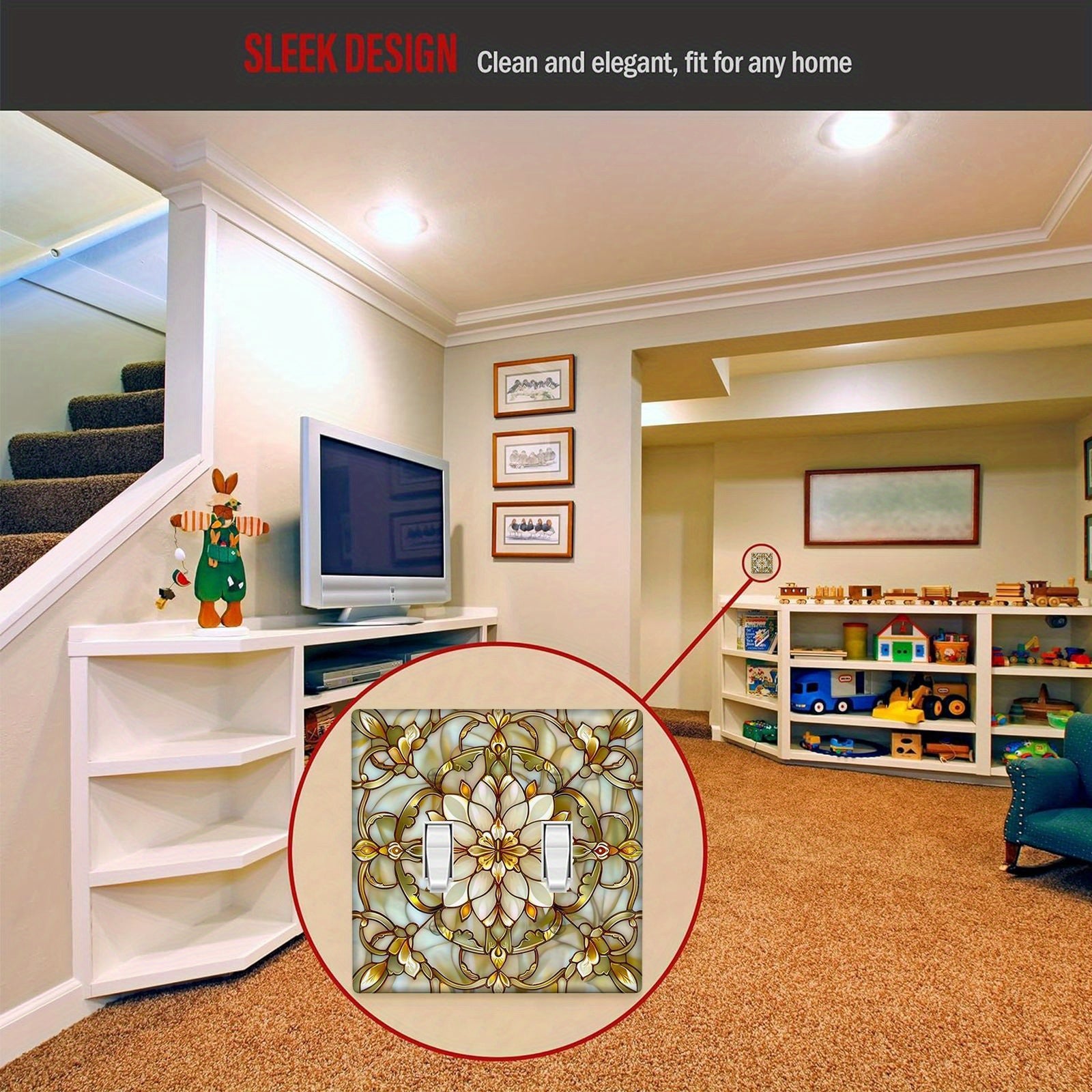 Placa de pared de vidrio emplomado Art Nouveau para interruptor de luz, decoración, cubierta decorativa para pared, dormitorio, cocina, baño