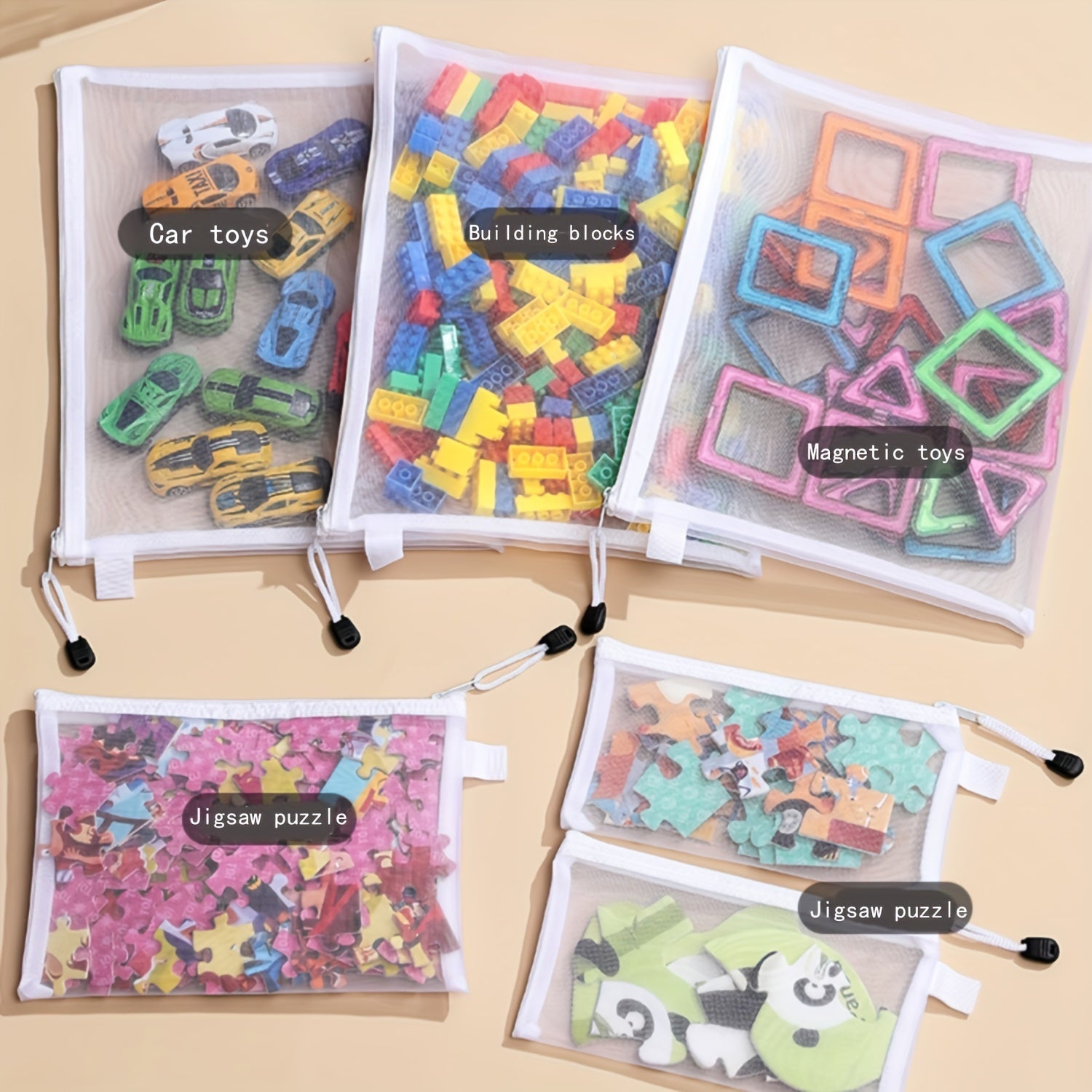 Set of 10 Multi-Purpose Storage Bags for Toys Documents and Stationery