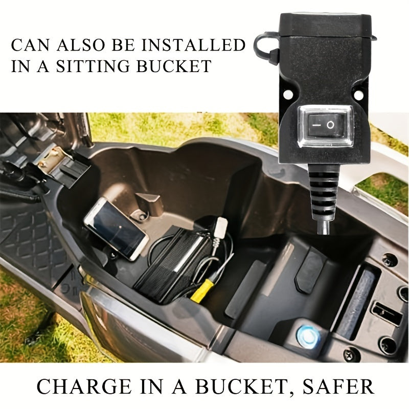 Motorcycle Handlebar Dual USB Charger With Mirror Mount Switch 12V 24V