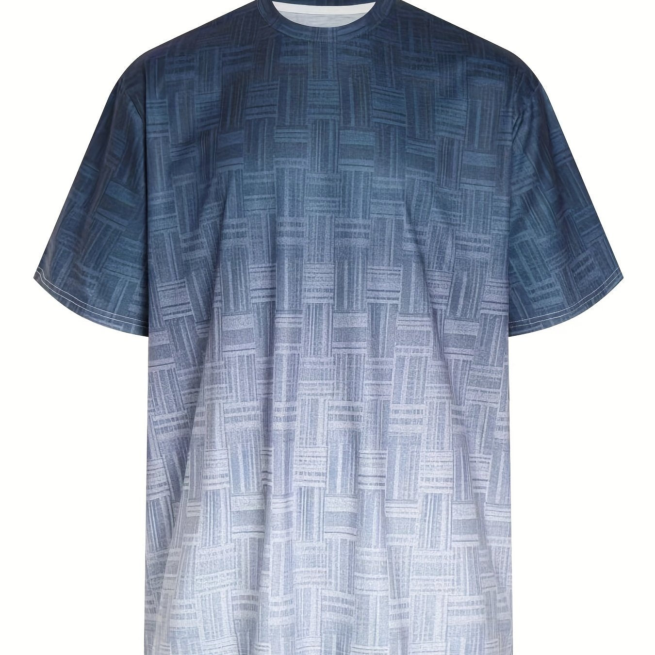 Мужская летняя повседневная футболка с геометрическим узором, короткий рукав, круглый вырез, большой размер, полиэстеровая смесь