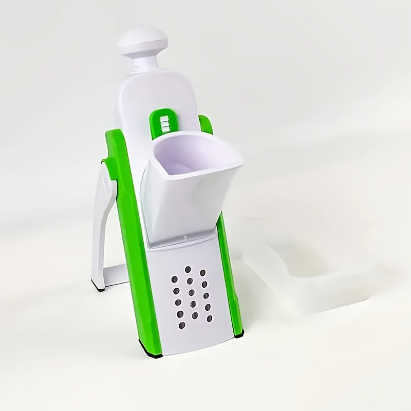 Manual Vegetable Chopper and Fruit Slicer with Stainless Steel Blades and Container