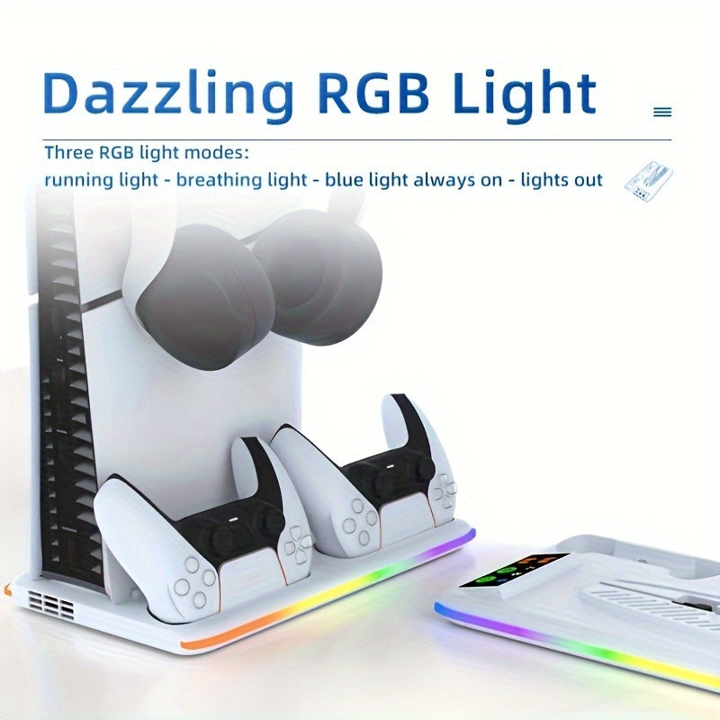 Soporte de enfriamiento para PlayStation 5 con controlador LED RGB y sistema de ventilador de 3 niveles