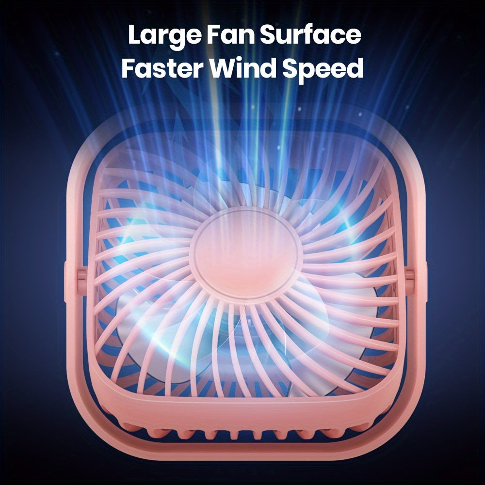 Pink 4-Inch USB Desk Fan Quiet Compact with 3 Speeds 360° Adjustable for Home Office Bedroom Car Outdoor