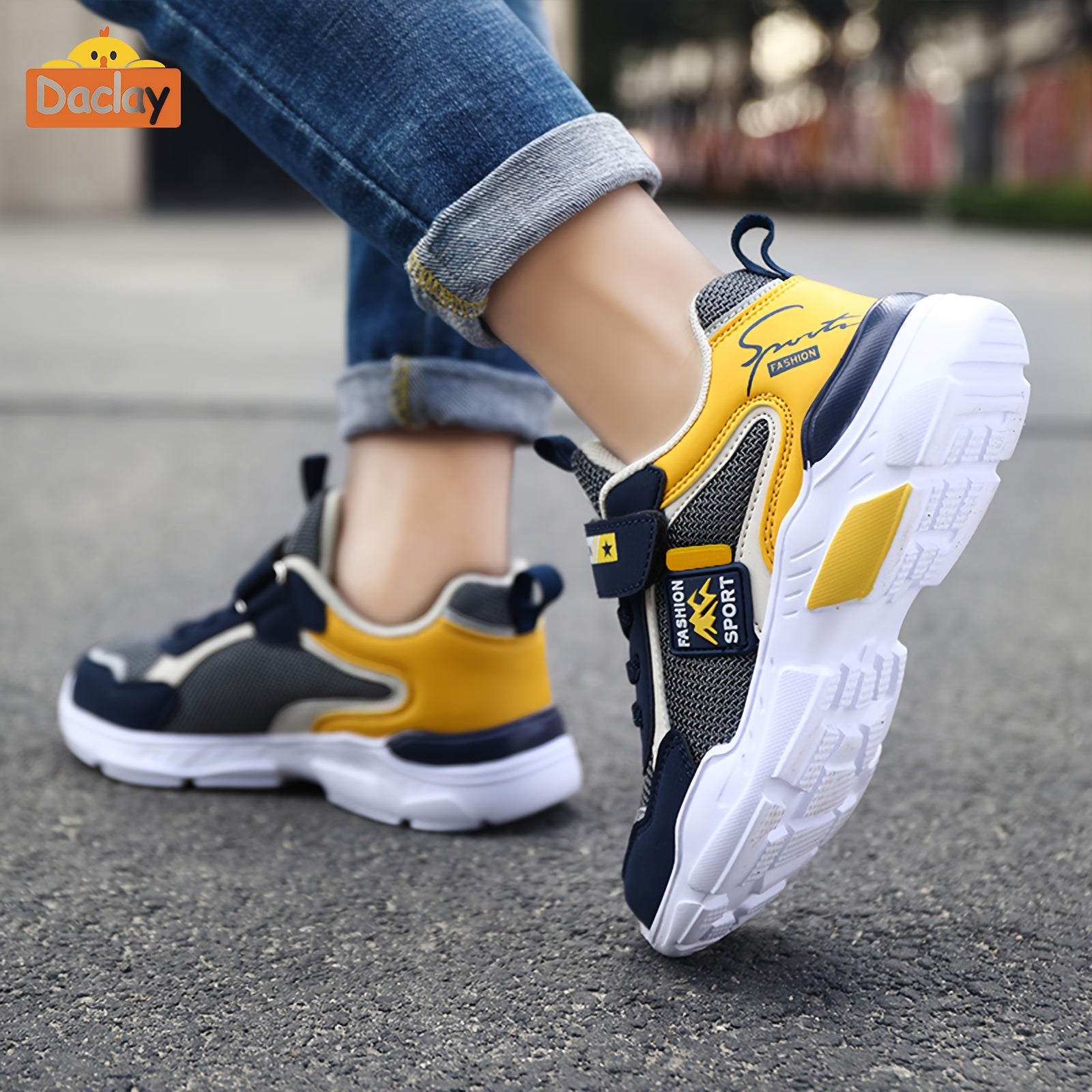 Zapatillas deportivas para niños con malla transpirable, cierre de velcro, aptas para todas las estaciones, suela duradera de PU